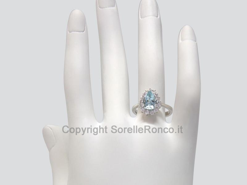 ANELLO ORO BIANCO ACQUAMARINA 1,80 CT