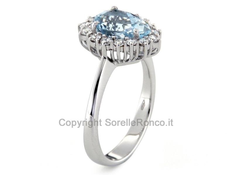 ANELLO ORO BIANCO ACQUAMARINA 1,80 CT