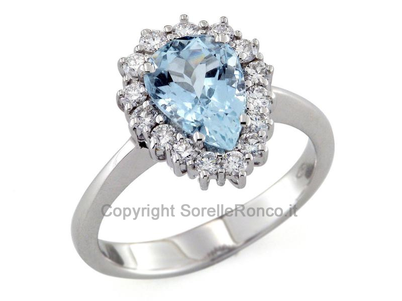 ANELLO ORO BIANCO ACQUAMARINA 1,80 CT