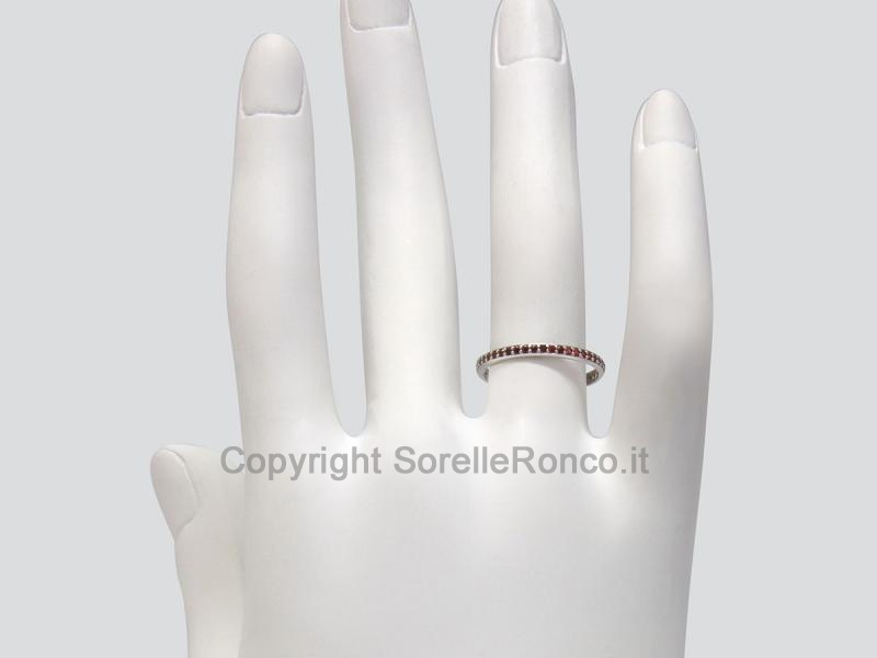 ANELLO ETERNITY ORO E ZIRCONI ROSSI