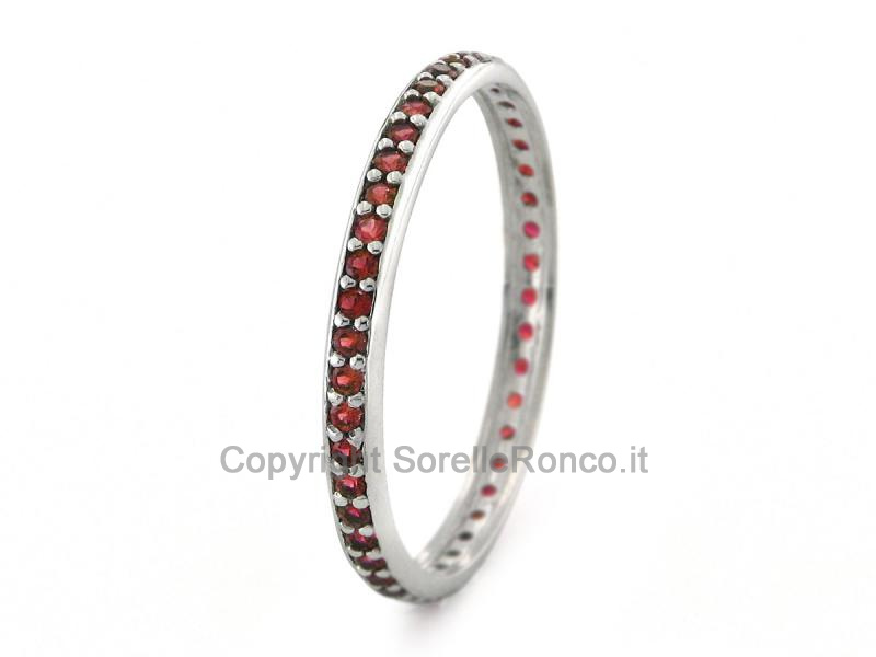 ANELLO ETERNITY ORO E ZIRCONI ROSSI