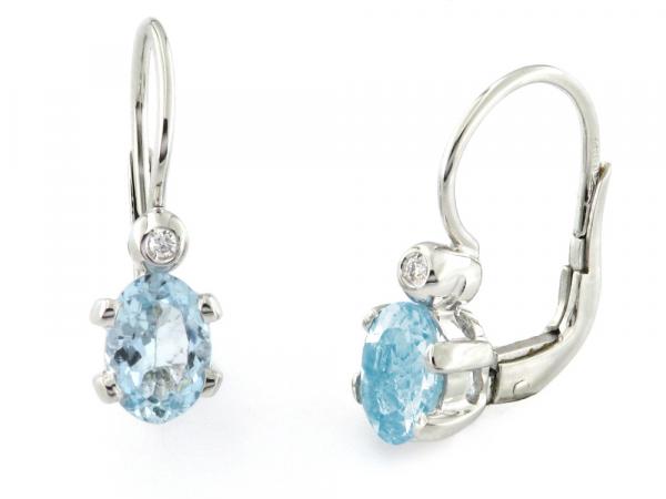 CF02272 - Orecchini Oro Bianco con Acquamarina e Diamanti