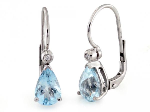 CF02273 - Orecchini Pendenti Oro Acquamarina e Diamanti
