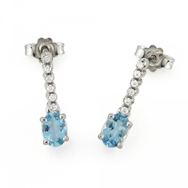 CF02276 - Orecchini Pendenti Oro Diamanti e Acquamarine