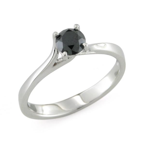 CF02285 - Solitario Oro Bianco 18Kt con Diamante Nero 0.63Ct