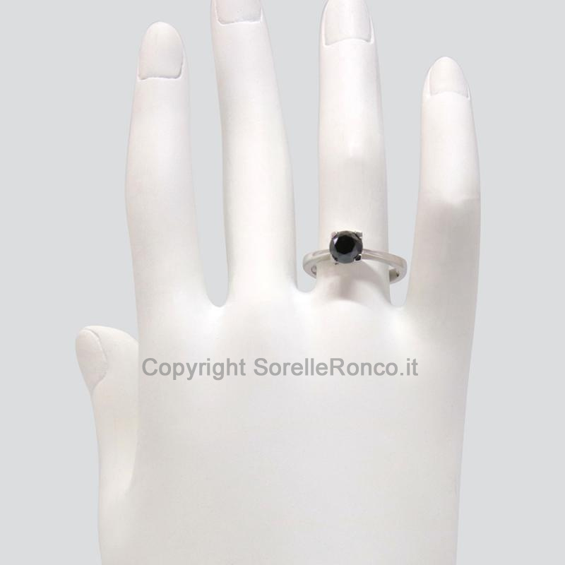 SOLITARIO ORO BIANCO E DIAMANTE NERO 1.29 CT