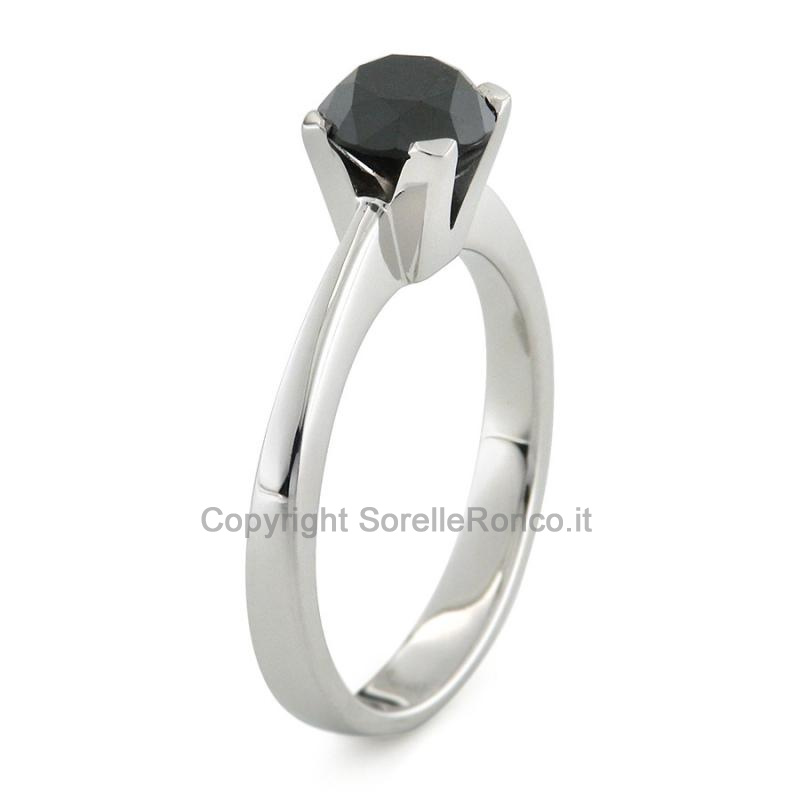 SOLITARIO ORO BIANCO E DIAMANTE NERO 1.29 CT