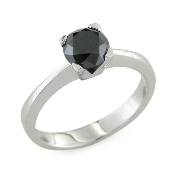 CF02287 - Solitario Oro Bianco e Diamante Nero 1.29 Ct