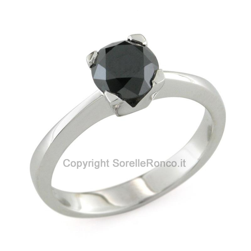 SOLITARIO ORO BIANCO E DIAMANTE NERO 1.29 CT