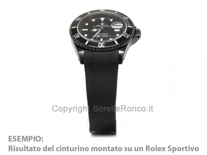 CINTURINO ROLEX IN GOMMA NERA ANSA 20MM