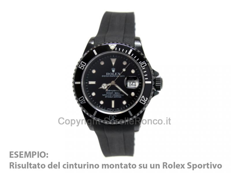 CINTURINO ROLEX IN GOMMA NERA ANSA 20MM