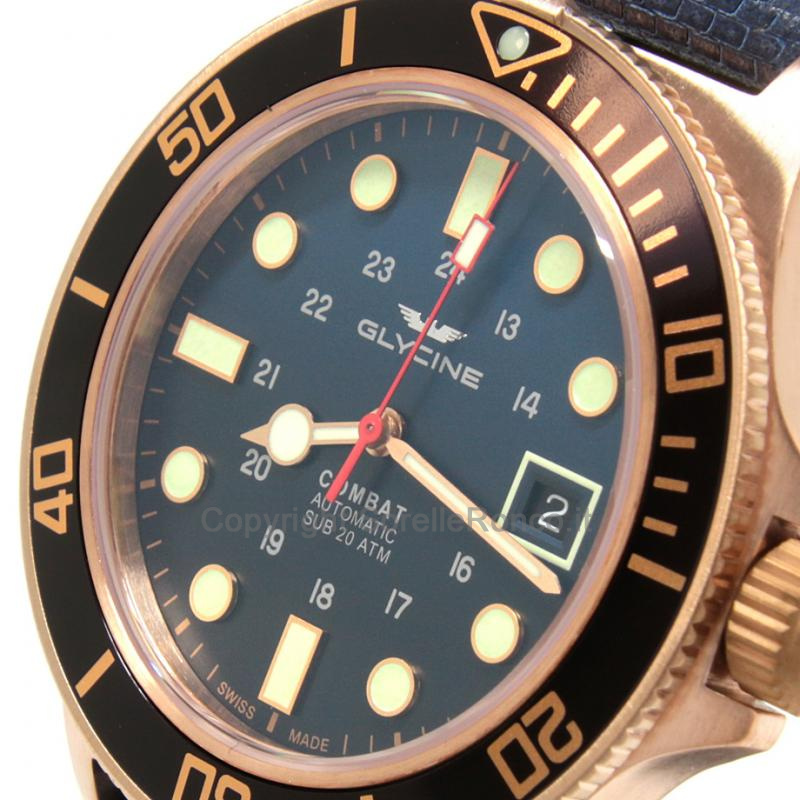 GLYCINE COMBAT SUB BLU E NERO 42MM TESSUTO