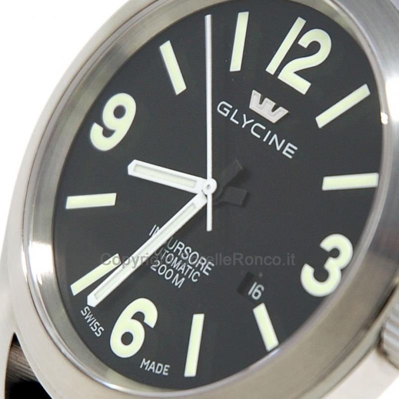 GLYCINE INCURSORE NERO PELLE 46 MM