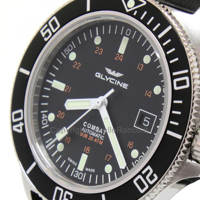 GLYCINE COMBAT SUB STEALTH GOMMA NERA 42MM