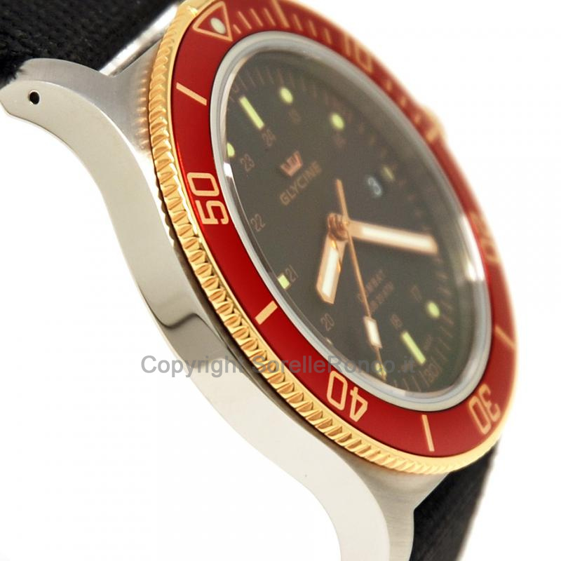 GLYCINE COMBAT SUB ROSSO E NERO 42MM