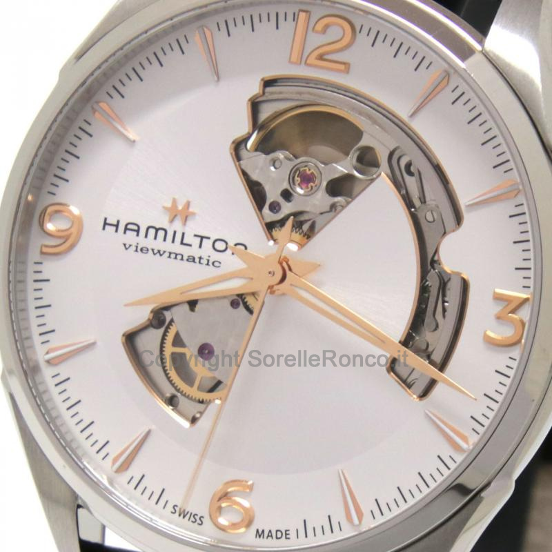 HAMILTON JAZZMASTER 42MM SILVER OPEN HEART PELLE