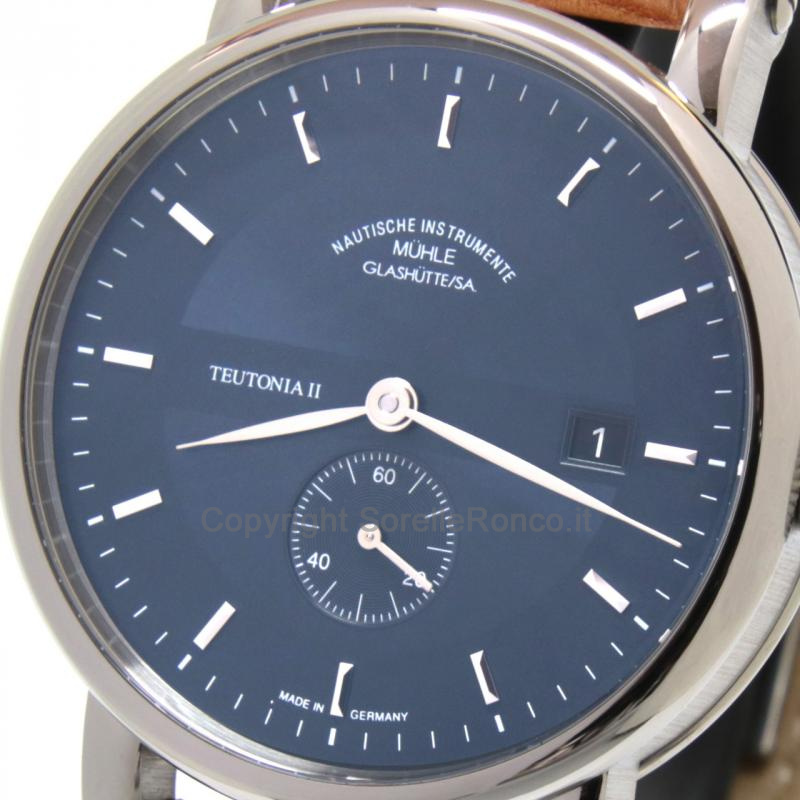 MÜHLE GLASHÜTTE TEUTONIA II BLU 41MM PELLE MARRONE