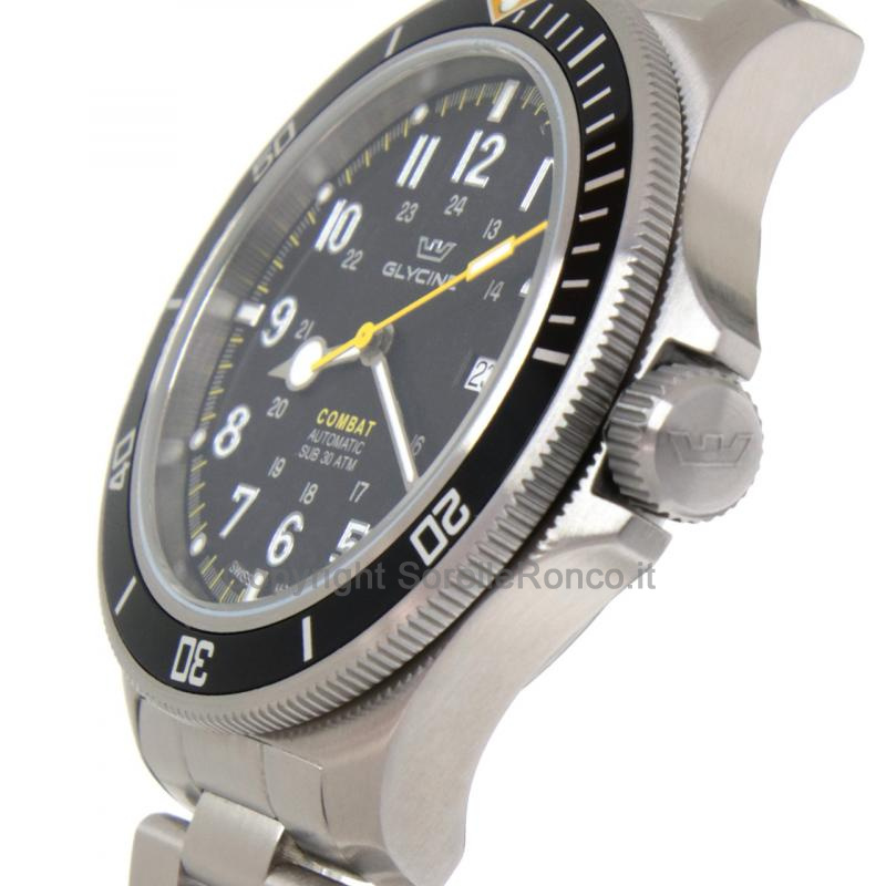 GLYCINE COMBAT SUB ACCIAIO NERO AUTO 46MM