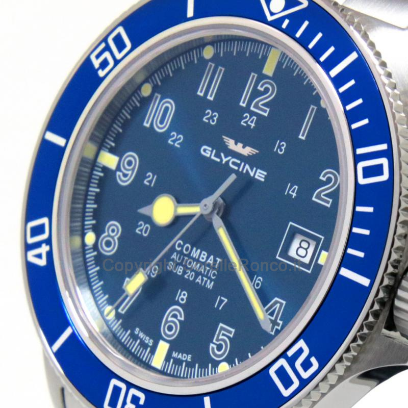 GLYCINE COMBAT SUB ACCIAIO BLU AUTO 42MM