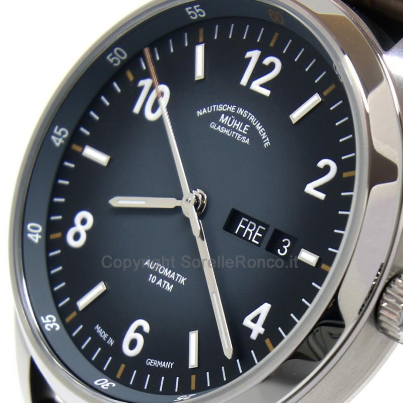 MÜHLE GLASHÜTTE LUNOVA ANTRACITE 42,3MM TAG/DATUM