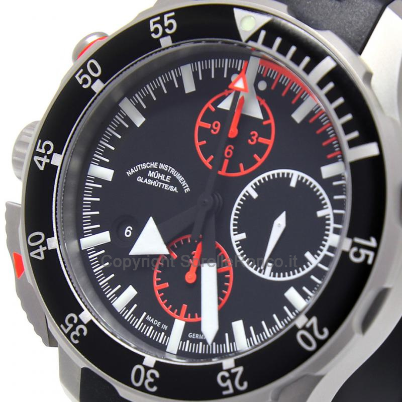 MÜHLE GLASHÜTTE SAR FLIEGER-CHRONO NERO 45MM GOMMA