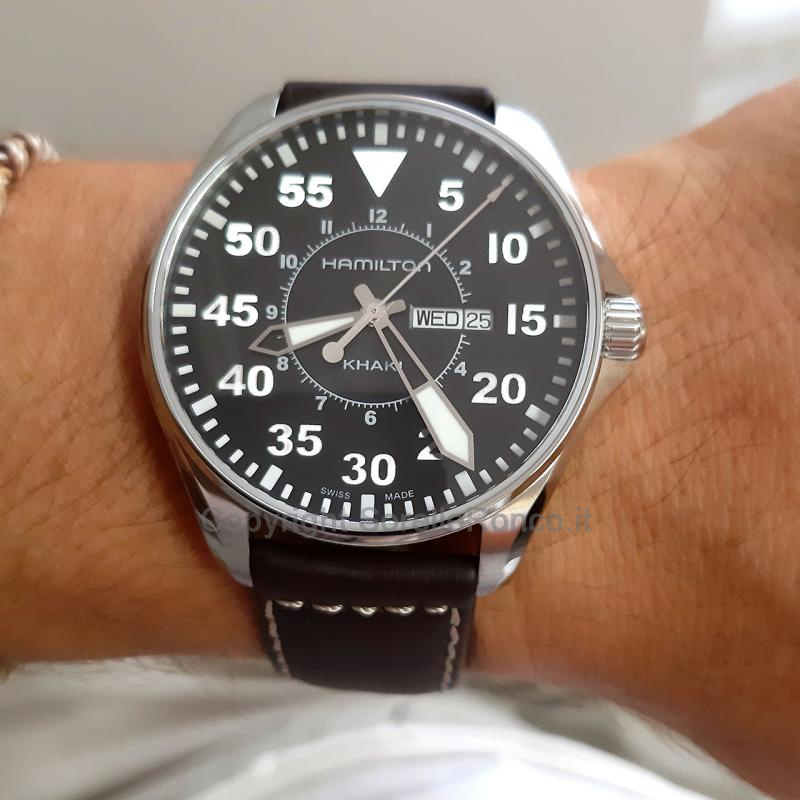 HAMILTON KHAKI AVIATION PILOT DAY DATE NERO 42MM