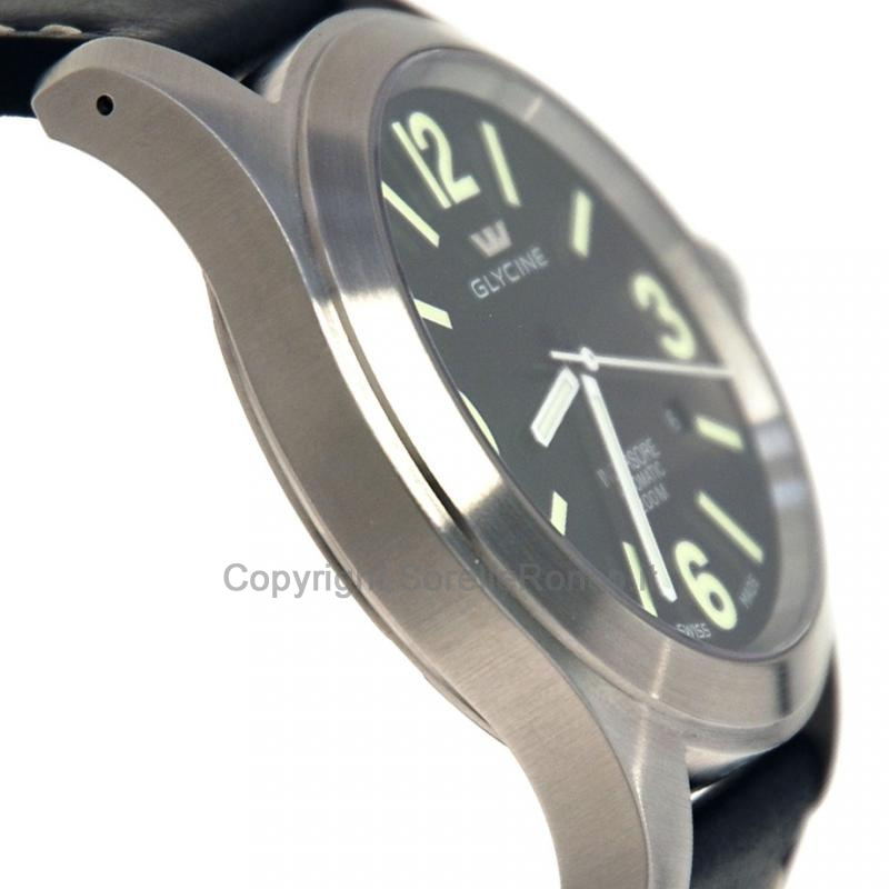 GLYCINE INCURSORE NERO PELLE 46 MM