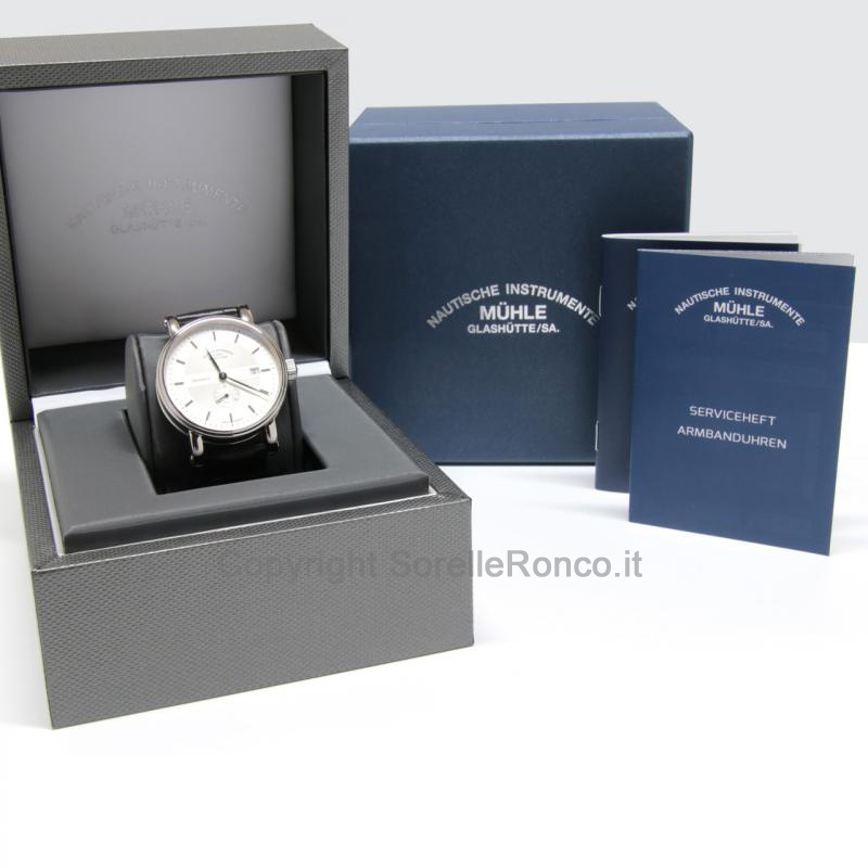 MÜHLE GLASHÜTTE TEUTONIA II SILVER 41MM PELLE NERA