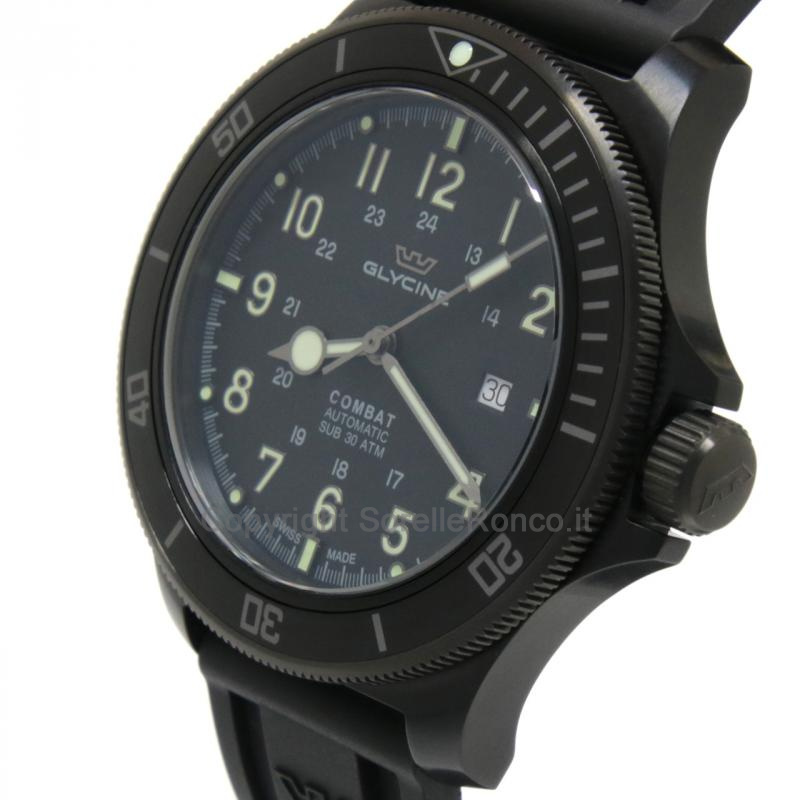 GLYCINE COMBAT SUB NERO AUTO 46MM SILICONE