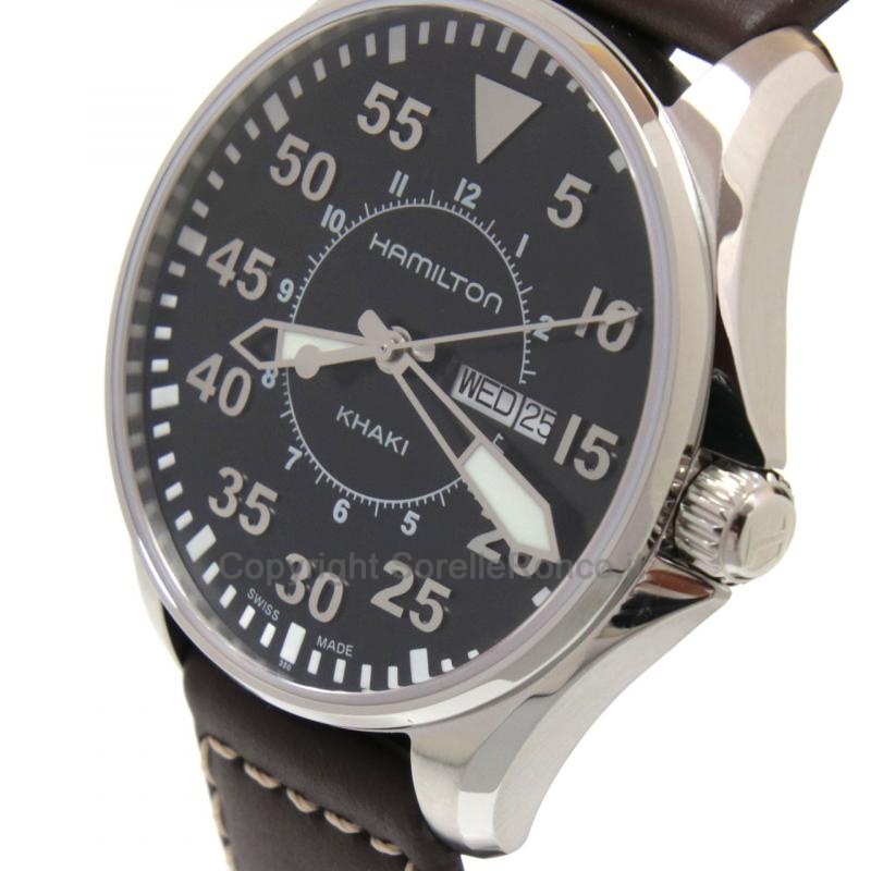 HAMILTON KHAKI AVIATION PILOT DAY DATE NERO 42MM