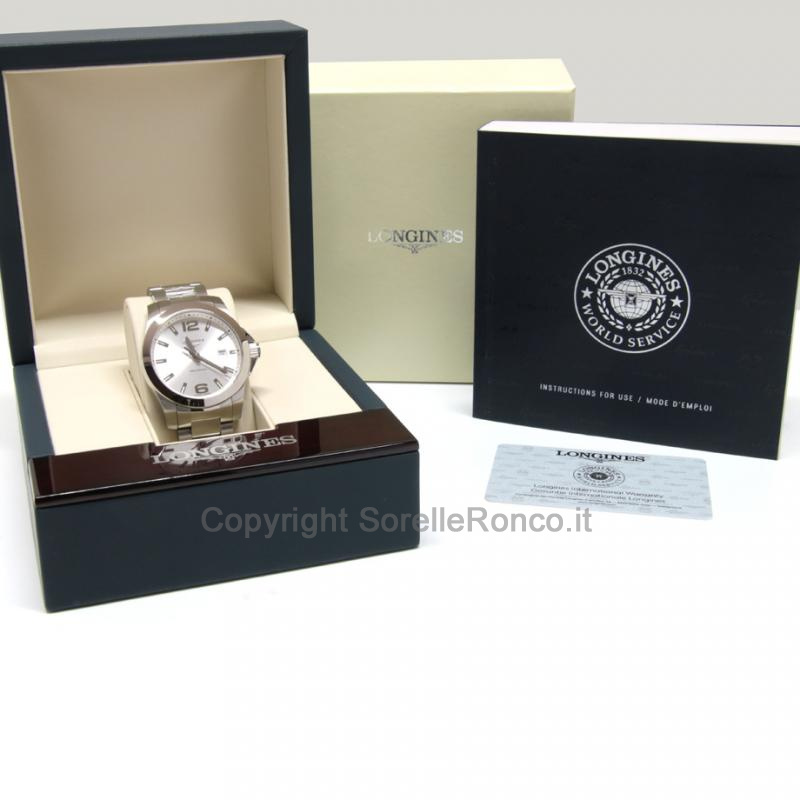 LONGINES CONQUEST ACCIAIO SILVER 41MM