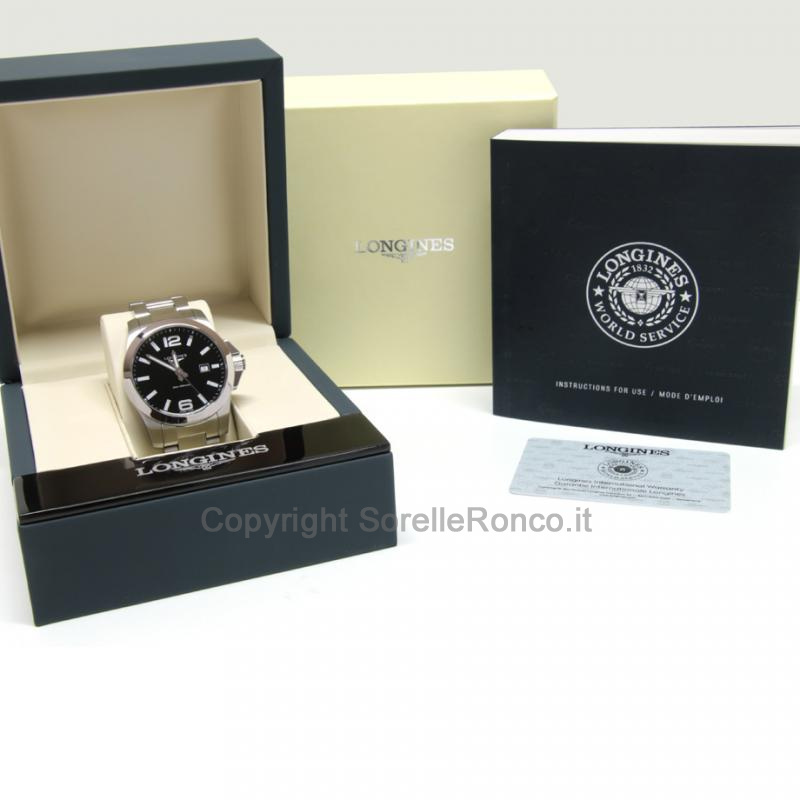 LONGINES CONQUEST ACCIAIO NERO 43MM