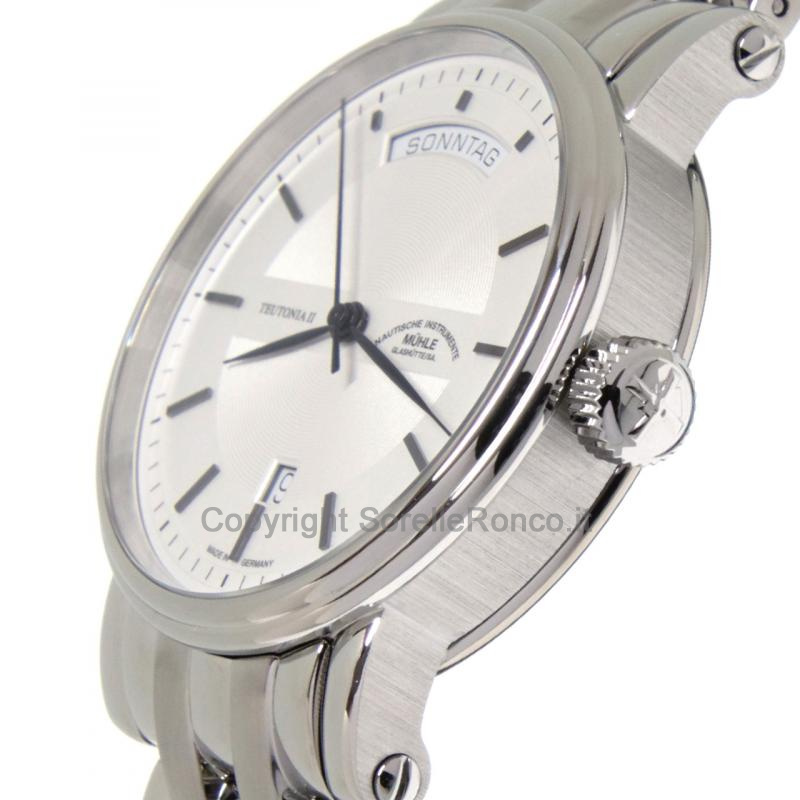 MÜHLE GLASHÜTTE TEUTONIA II SILVER 41MM DATUM