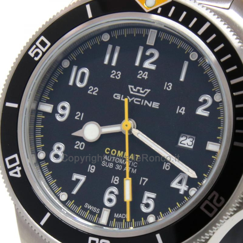 GLYCINE COMBAT SUB ACCIAIO NERO AUTO 46MM