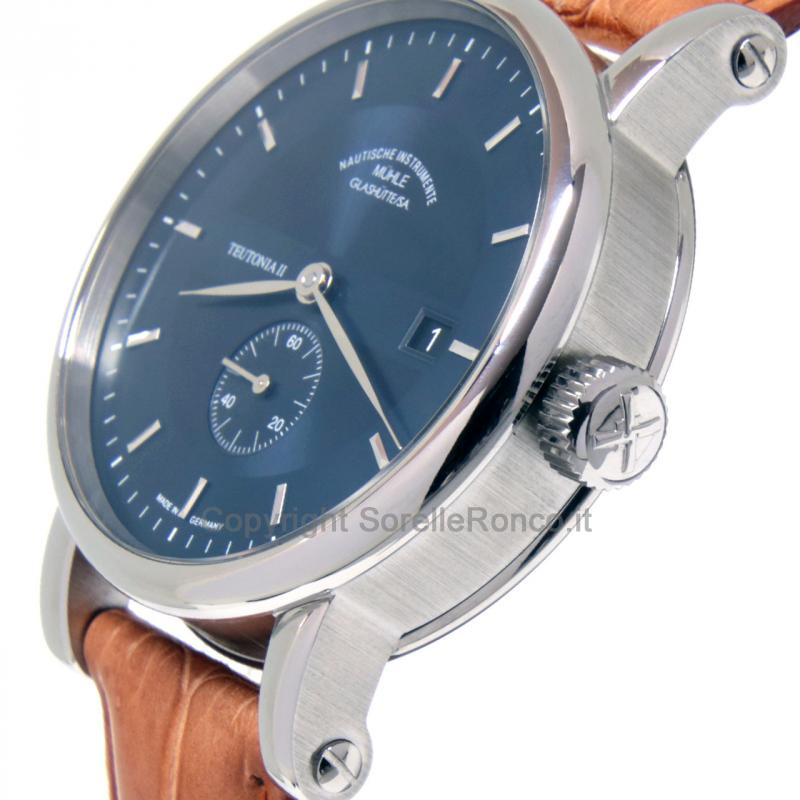 MÜHLE GLASHÜTTE TEUTONIA II BLU 41MM PELLE MARRONE