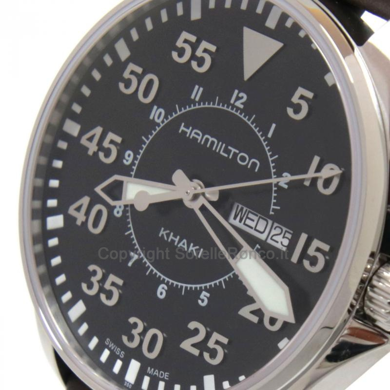 HAMILTON KHAKI AVIATION PILOT DAY DATE NERO 42MM