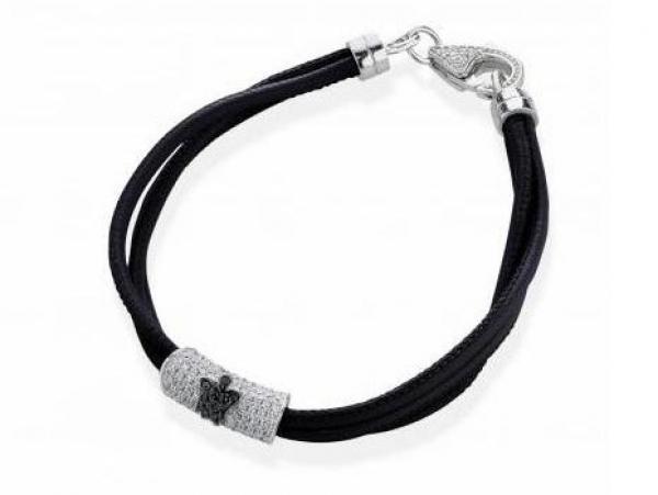 GIA141N - Bracciale Angeli Argento e Cuoio