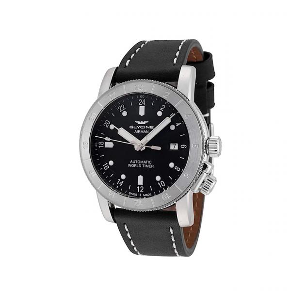 GL0140 - Glycine Airman Purist Nero 42mm Pelle Nera