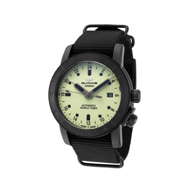 GL0142 - Glycine Airman Purist Giallo/Verde 42mm Nato Nero