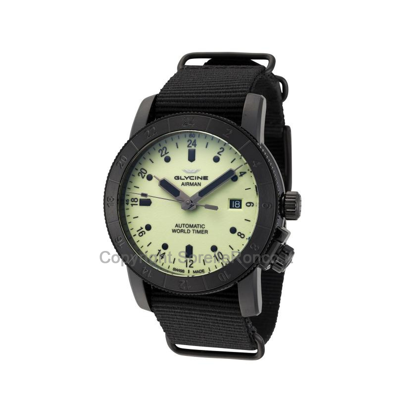 GLYCINE AIRMAN PURIST GIALLO/VERDE 42MM NATO NERO