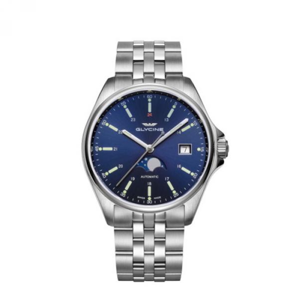 GL0191 - Glycine Combat Classic Moonphase Blu 40mm
