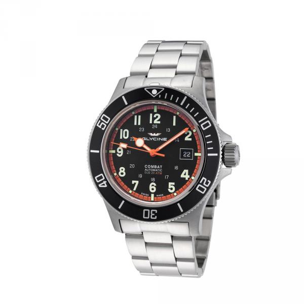 GL0249 - Glycine Combat Sub Acciaio Nero Arancione 42mm