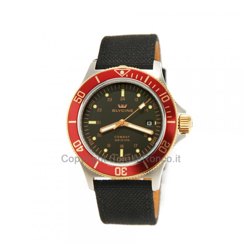 GLYCINE COMBAT SUB ROSSO E NERO 42MM