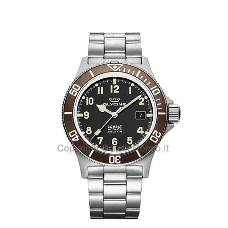 GLYCINE COMBAT SUB MARRONE 42MM