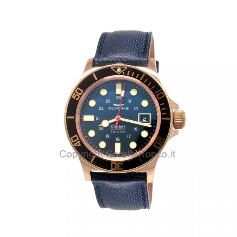 GLYCINE COMBAT SUB BLU E NERO 42MM TESSUTO