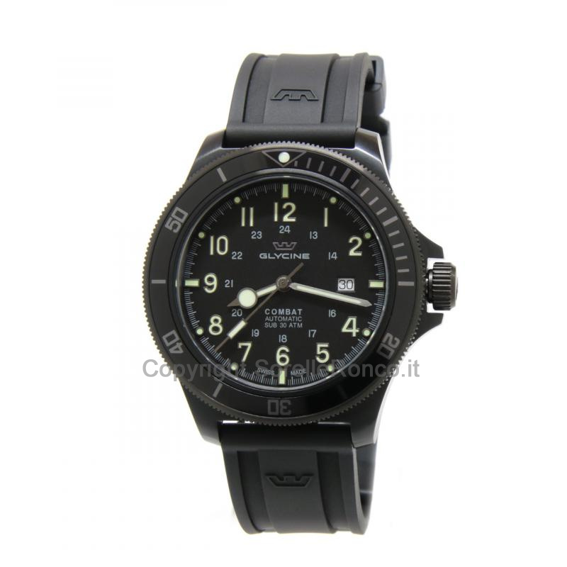 GLYCINE COMBAT SUB NERO AUTO 46MM SILICONE
