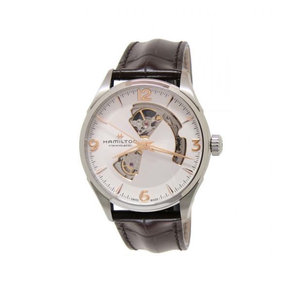 H32705551 - Hamilton Jazzmaster 42mm Silver Open Heart Pelle