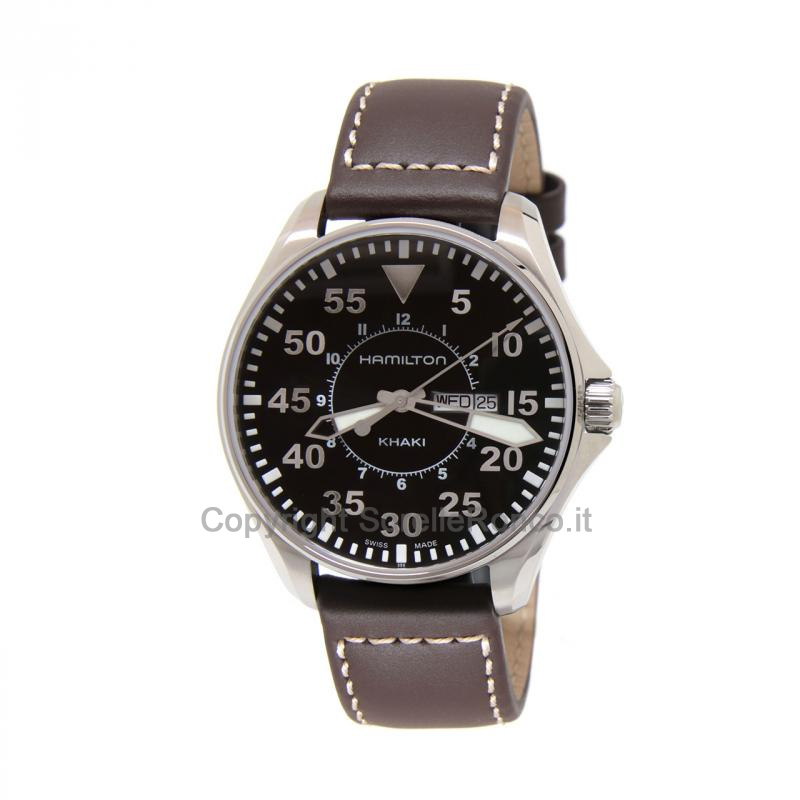 HAMILTON KHAKI AVIATION PILOT DAY DATE NERO 42MM