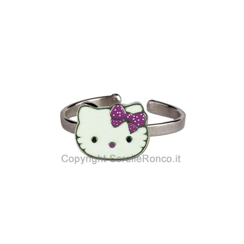 HELLO KITTY ANELLO ARGENTO FIOCCO VIOLA 1CM