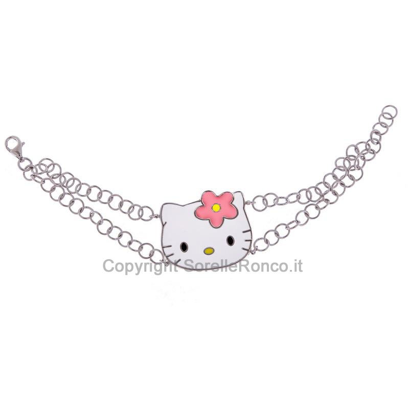 HELLO KITTY BRACCIALE ARGENTO 925 BIG KITTY ROSA